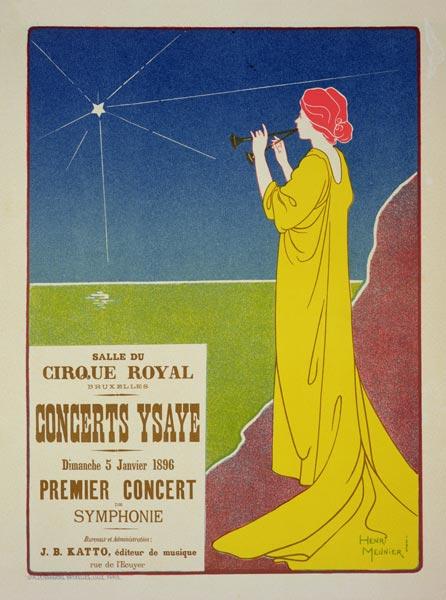 Reproduction of a poster advertising the 'Ysaye Concerts', Salle du Cirque Royal, Brussels, 1895 (co 1939