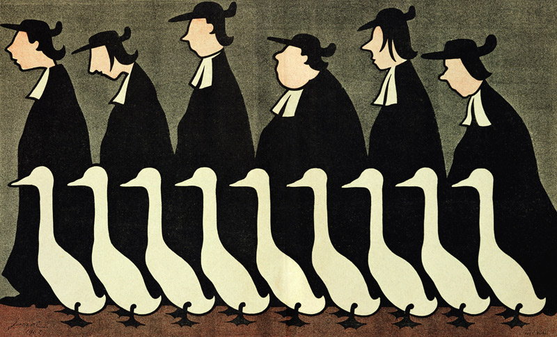 The Geese, anti-clerical caricature from ''L''Assiette au Beurre'', 17th May 1902 von Henri Gustave Jossot