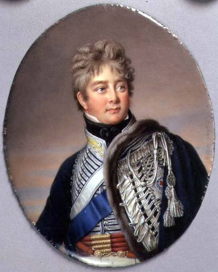 Portrait Miniature of George IV (1762-1830) 1805 (w/c on enamel on copper) von Henry Bone