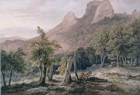 Rocky Landscape with figures and a lake in the background von Henry Curzon Allport