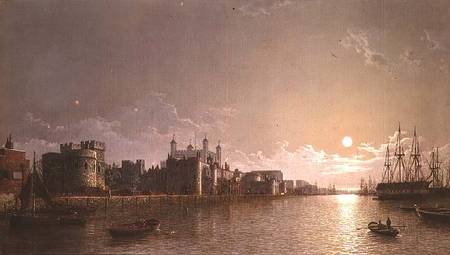 The Thames by Moonlight with Traitors' Gate and the Tower of London von Henry Pether