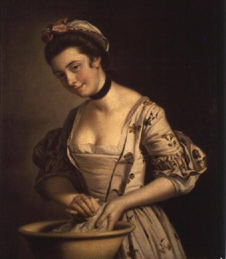 A Lady's Maid Soaping Linen von Henry Robert Morland