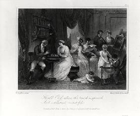 Drawing Room Scene, from 'The Social Day' by Peter Coxe, engraved by Anker Smith (1759-1819) published