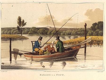 Fishing in a Punt, aquatinted by I. Clark, pub. by Thomas McLean von Henry Thomas Alken