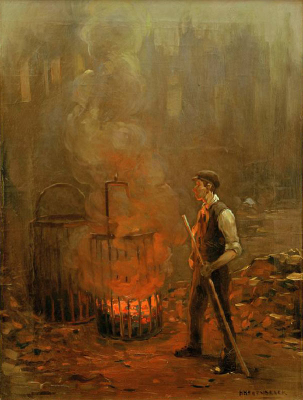 Arbeiter am Kohleofen, England von Herman Heijenbrock