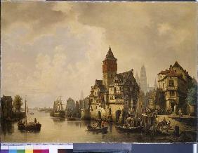 Eine Stadt an einem Fluss 1856