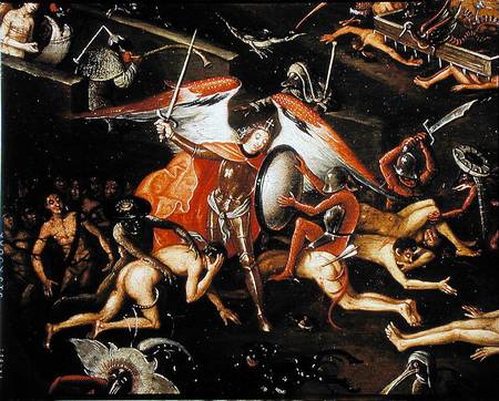 The Inferno, detail of an angel warrior von Herri met de Bles