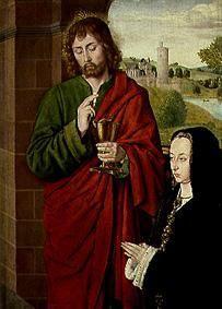Anne de Beaujeu, Herzogin von Bourbon, und Johannes der Evangelist.