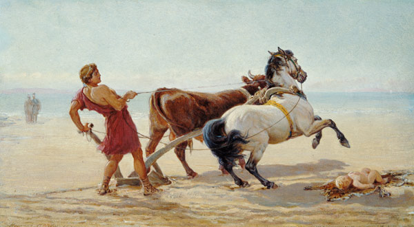 Ulysses Ploughing the Sea Shore von Heywood Hardy
