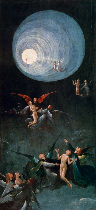 Der Aufstieg in das himmlische Paradies. Tafel der vier Jenseits-Darstellungen von Hieronymus Bosch