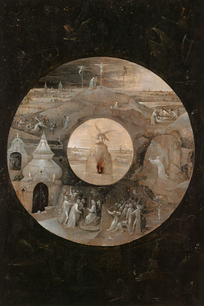 Johannes auf Patmos (Rückseite). Die Passion Christi von Hieronymus Bosch