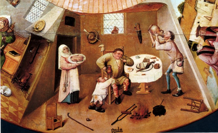 Die Sieben Todsünden und Die vier letzten Dinge. Detail: Völlerei von Hieronymus Bosch