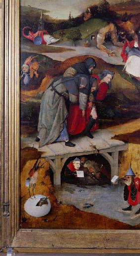 Die Versuchung des heiligen Antonius (Triptychon, Detail der linken Flügel)