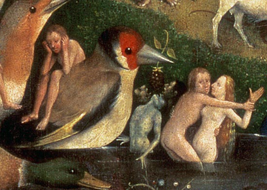 The Garden of Earthly Delights: Allegory of Luxury, central panel of triptych, detail of couple in t von Hieronymus Bosch