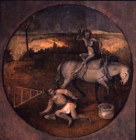 Ploughman unhorsed by demon von Hieronymus Bosch
