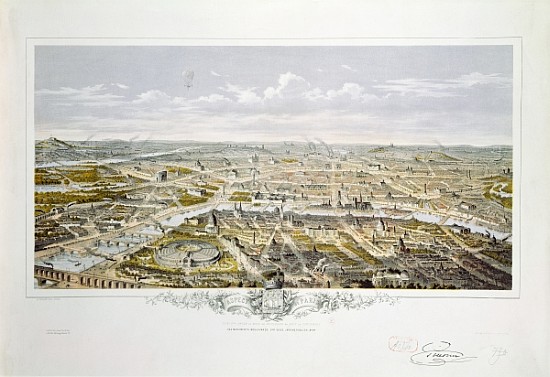 View of Paris from Bois de Boulogne, during the Universal Exhibition in 1867 von Hilaire Guesnu