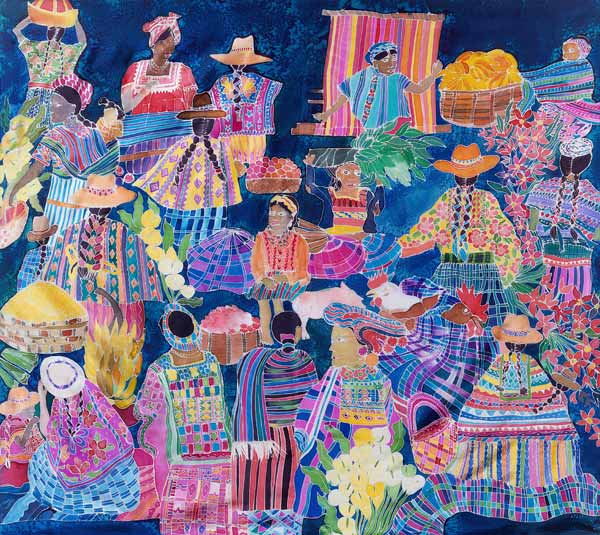 Guatemala Impressions (coloured inks on silk)  von Hilary  Simon