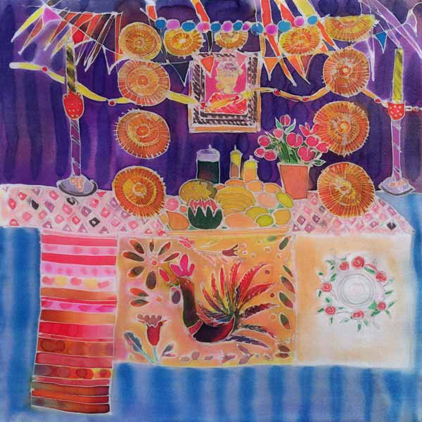 Mexican Shrine with Frida Kahlo, 2006 (dyes on silk)  von Hilary  Simon