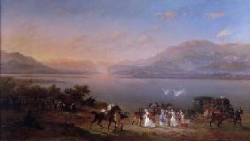 Empress Josephine (1763-1814) arriving to visit Napoleon (1769-1821) in Italy on the banks of Lake G 1796