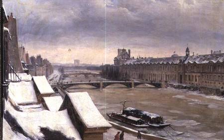 View of the Louvre in Winter von Hippolyte Victor V. Sebron