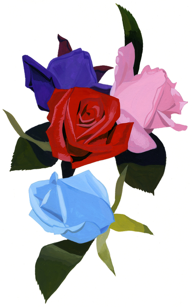 Pink red and light blue roses von Hiroyuki Izutsu