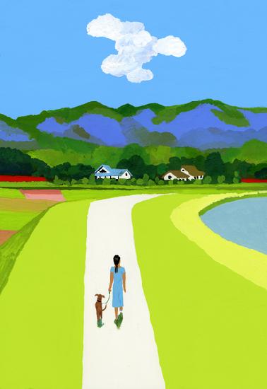 The Blue Mountains and the Woman Walking with the Dog 2015