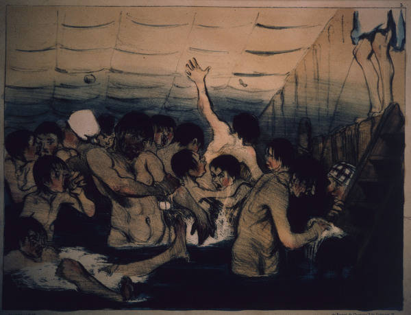 Daumier, Die Seine... / aus: Baigneurs von Honoré Daumier