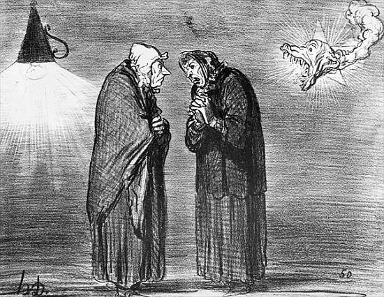 Series ''Actualites'', the comet, Ah! ma pauv'' madame Chaffarou, plate 392, illustration from ''Le  von Honoré Daumier