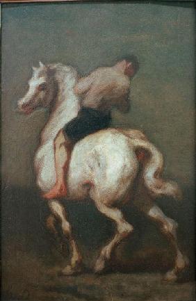 Un homme sur un cheval blanc 1855