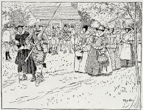 The Arrival of the Young Women at Jamestown, 1621, from Harper's Magazine, 1883 (engraving) 19th