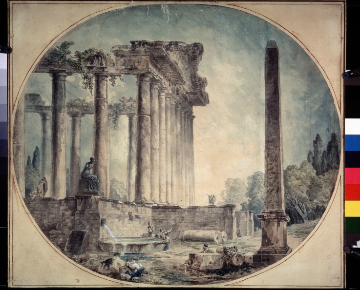 Ruine mit Obelisk von Hubert Robert