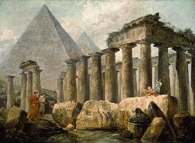 Pyramide und antiker Tempel  1780-er J