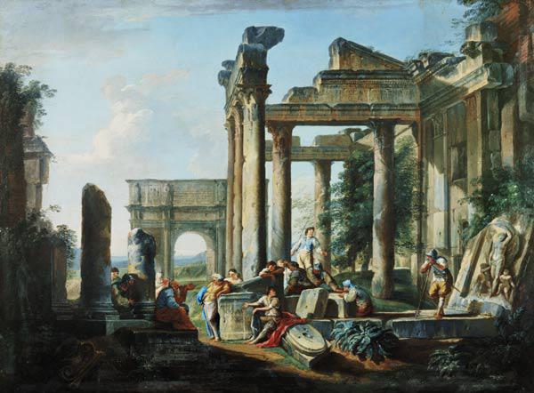 Freizeit der Soldaten inmitten römischer Ruinen