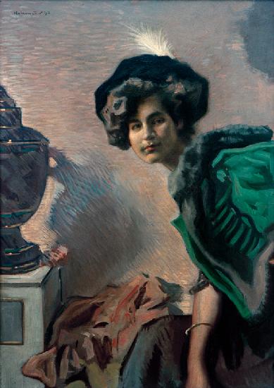 Frauenbildnis (Im grünen Dolman) 1911