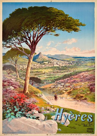 Poster advertising Hyeres, France 1900