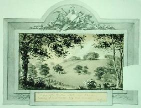 'Before' view of the grounds, from the Red Book for Antony House c.1812