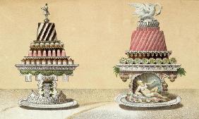 Design for the presentation of Charlottes a la Reine & Pain de Framboises a la Leda, illustration fr 1729