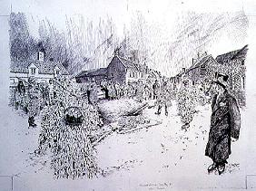 Boxing Day Mummers, Marshfield, 1998 (pen and ink on paper) (see also 107624) 