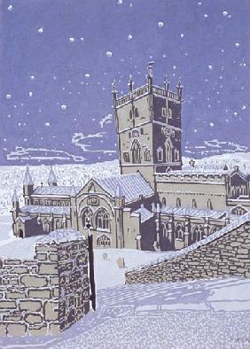 St. David''s Cathedral in the Snow, 1996 (gouache on paper) 