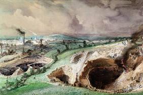 Open-cast Mines at Blanzy, Saone-et-Loire, 1857 (w/c on paper) 19th
