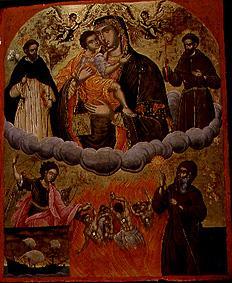 Die Gottesmutter Geykophilousa mit Heiligen von Ikone (makedonisch)