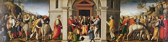 Joseph receives his Brothers, c. 1515 von Il Bacchiacca Francesco Ubertini