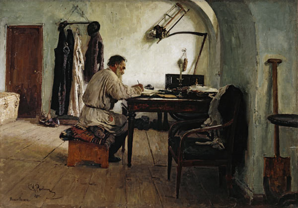 Leo Tolstoj im Schreibzimmer / Repin von Ilja Jefimowitsch Repin