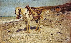 Pferd zum Steinefahren in Veules 1874