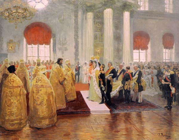 Wedding of Nicholas II /  Gem von Repin von Ilja Jefimowitsch Repin