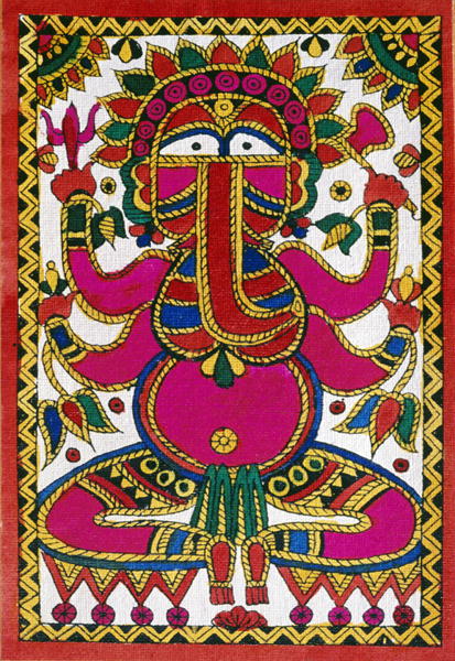 Elephant headed god Ganesh (oil on cloth)  von Indian School