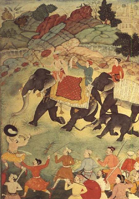 A party of elephant hunters, Mughal von Indian School
