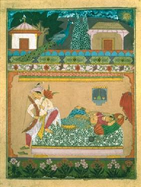 Lovers at Daybreak, illustration of the musical mode 'Raga Vibhasa', Northern Deccan or Southern Raj c.1675