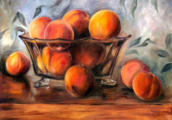 Aprikosen in Glasschalen von Ingeborg Kuhn