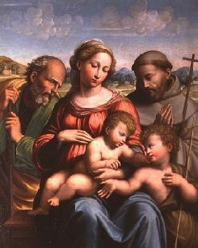Holy Family with the Infant St. John the Baptist and St. Francis 17th